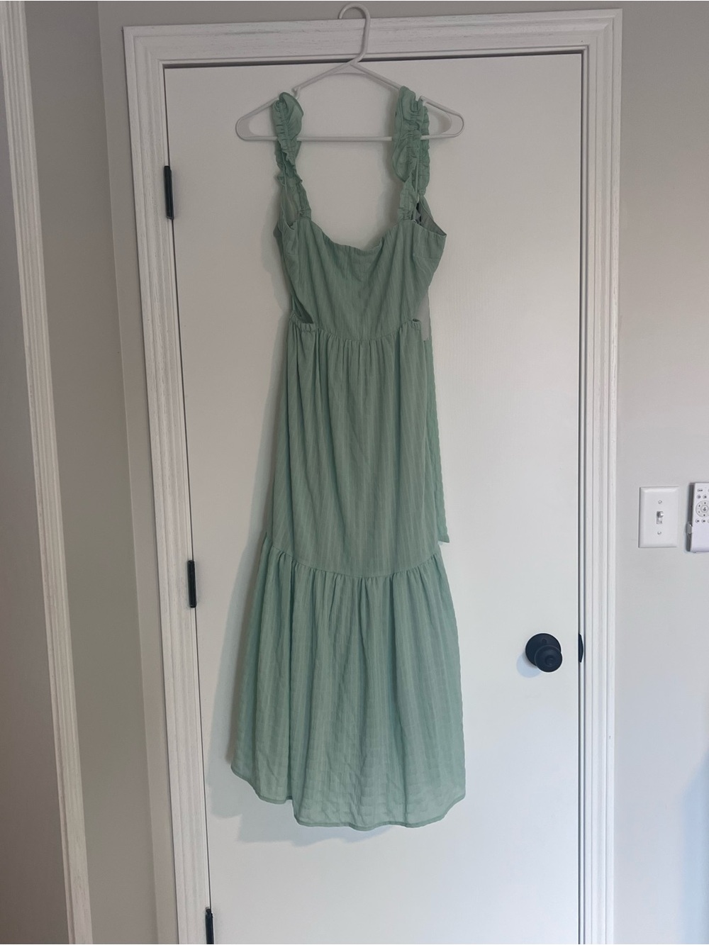 Lush Mint Green Ruffled Strap Midi Dress